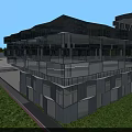 Aerial View Planning of Modern Building Complex With Connected Structures Green Spaces and Parking Areas