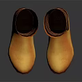 Traditional Style Yellow Brown Boots With Decorative Geometric Diamond Patterns 3d model