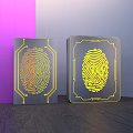 Modern Decorative Ornament Set With Square Shape Yellow Fingerprint Design And Borders