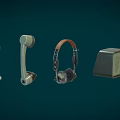 Vintage Communication Devices Collection With Retro Headphones Old Telephone And Speaker