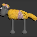 Gray Sheep Cartoon Character With Colorful Hat Yellow Outfit And Pink Patterns