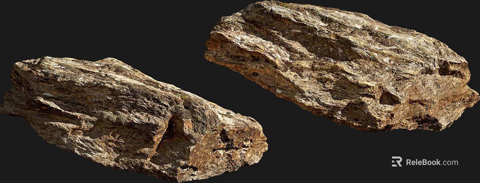 Rough Textured Natural Stone And Wood With Organic Surface Details And Natural Texture 3d model 