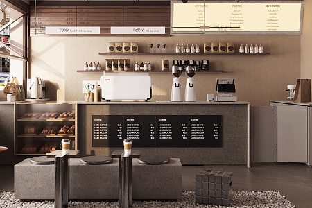 Industrial Cafe Cashier Cafe Operator Front Desk Water Bar Coffee Machine Coffee Supplies 3d model