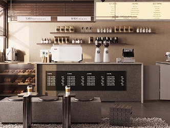 Industrial Cafe Cashier Cafe Operator Front Desk Water Bar Coffee Machine Coffee Supplies 3d model