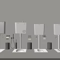 Modern Bathroom Toilet Setup With Wall Mounted Cisterns And Wash Basins