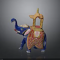 Colorful Decorative Elephant Sculpture With Intricate Howdah And Painted Patterns