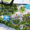Modern Commercial Landscape Design With Green Spaces Water Features Trees And Recreational Pathways