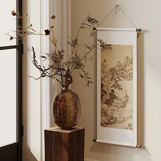 Quiet Flower Art Ancient Style Potted Plants Quiet Style Plant Ornaments Hotel Lobby Floral Ornaments Living Room Dining Table Vase Ornaments Fake Flowers Forever 3d model
