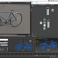 Vintage Blue Bicycle with Brown Seat and Silver Spoked Wheels on Gray Background