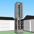 Commercial Street Architectural Design With Landmark Tower And Modern Traditional Buildings
