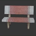 Red And Gray Speckled Bench With Backrest Seat And Light Colored Legs