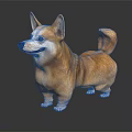 Adorable Corgi Statue With Fluffy Tail Perky Ears And Smiling Expression On Dark Reflective Background