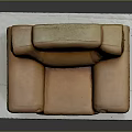 Classic Brown Leather Sofa With Carved Wooden Base And Elegant Armrest Design