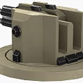 Sand Colored Military Weapon With Multi Barrel Mechanical Structure And Circular Base 3d model