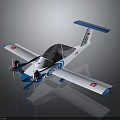 Blue And White Lightweight Airplane With Twin Propellers Wing Logos And Aerodynamic Design