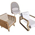 Modern Accent Chairs Featuring Rattan Wooden Frames And Upholstered Seats For Contemporary Living Areas