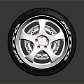 Modern Car Wheel Rim with Silver Spoke Design and Black High Performance Tire