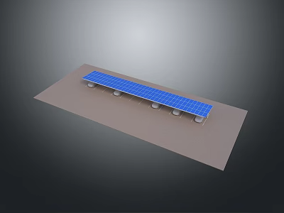 Solar Panel System Installation With Support Structures On Brown Surface 3d model