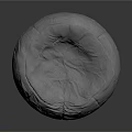 White Soft Bean Bag Chair with Round Wrinkled Fabric on Dark Reflective Surface