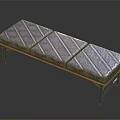 Modern Quilted Leather Sofa Bench with Diamond Pattern Cushions Metal Legs and Wooden Frame