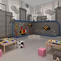 Fun Recreation Area Interior Design With Slides Climbing Structures Seating Areas And Colorful Decor 3d model