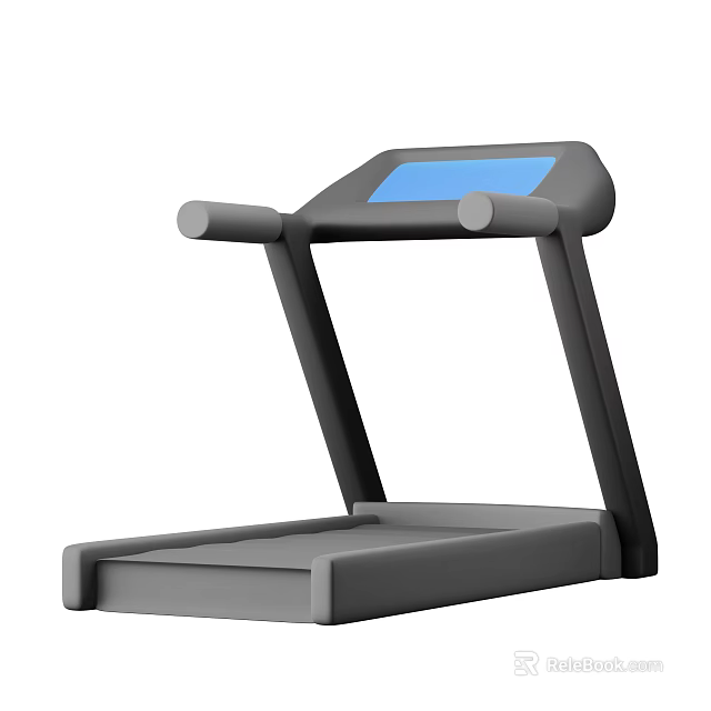 Modern Fitness Equipment Treadmill with Blue Digital Display Ergonomic Handrails and Running Belt 3d model 