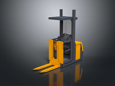 Industrial Forklift Yellow And Black With Forks And Lift Mast For Warehouse Use 3d model