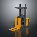 Industrial Forklift Yellow And Black With Forks And Lift Mast For Warehouse Use