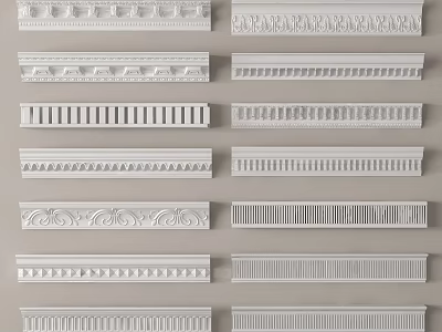 Decorative Gypsum Cornice Various Design Styles For Interior Decoration Projects 3d model