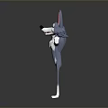 Cartoon Wolf Character With Big Pink Ears Blue White Body Open Arms Cheerful Expression