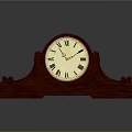 Vintage Red Wooden Mantel Clock With Roman Numeral Dial And Decorative Base