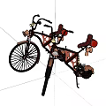Stylish Retro Bicycles With Red Seats Copper Accents And Unique Frame Design