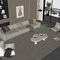 Modern sofa coffee table combination 3d model