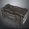 Industrial Metallic Toolbox With Orange Accents Handles Latches And Durable Design