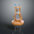 Solar Powered Marine Monitoring Buoy Equipment With Wooden Structure And Antenna