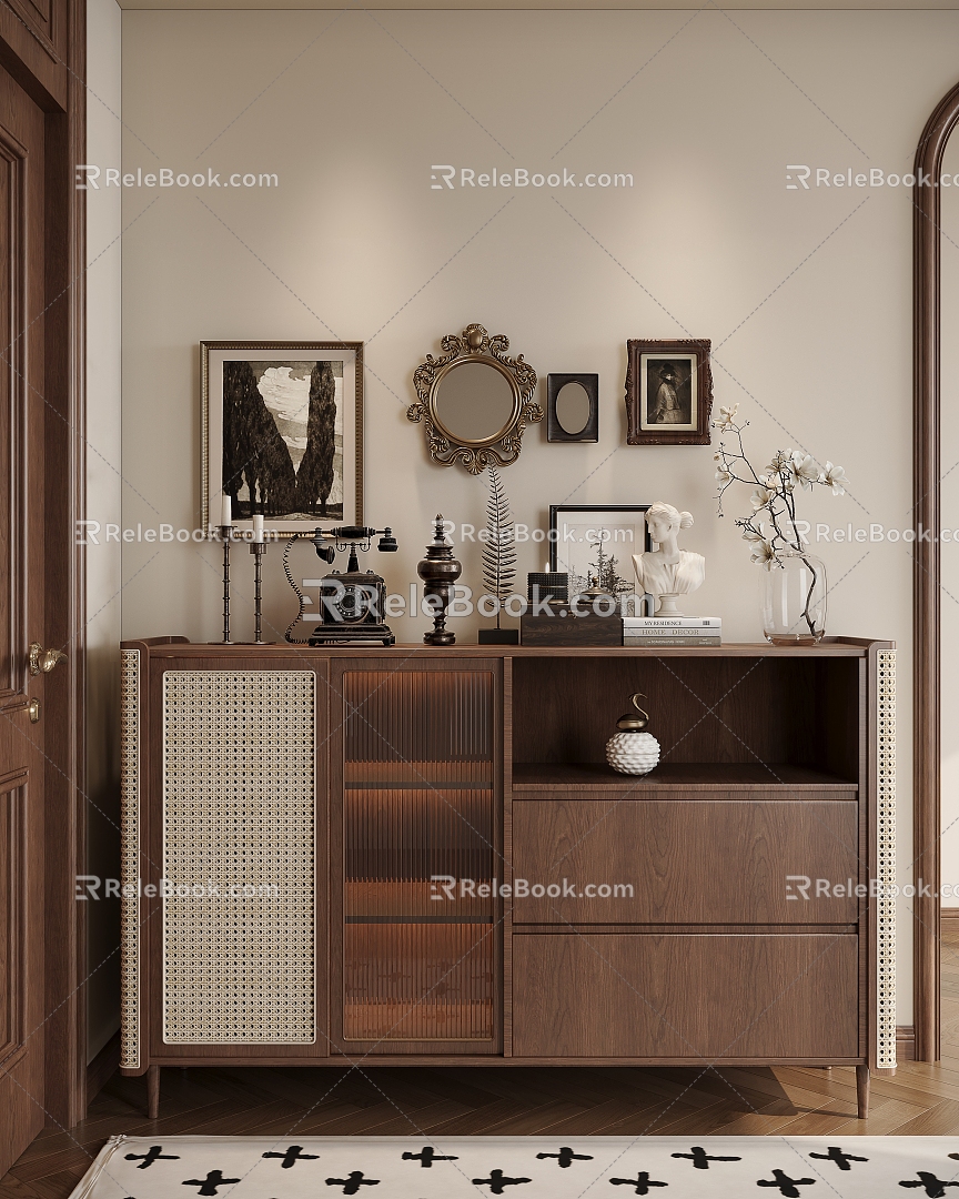 French Middle Sideboard Entrance Cabinet Shoe Cabinet 3d model