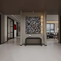 Gray Sectional Sofa with Throw Pillows Blanket Coffee Table and Bookshelves on Diamond Pattern Rug