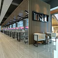 Modern Public Office Interior Design With Long Desks Computers And Window Views