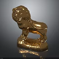 Golden Lion Statue With Detailed Base Engraved Animal Kingdom 2020 Text