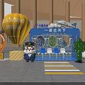 Urumqi Airport Exhibition Booth With Cartoon Character Hot Air Balloon S21 Sign And Airplane Model