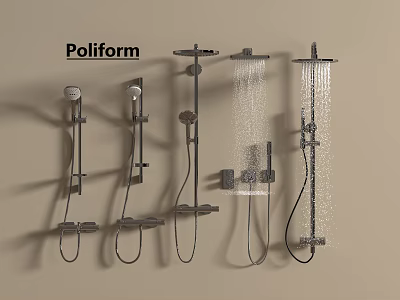 Poliform Modern Shower Accessories With Wall Mounted Fixtures Multiple Sprayers And Water Flow 3d model