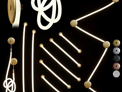 Modern Wall Lights With Linear Design And Spherical Gold Accents For Home Decor 3d model
