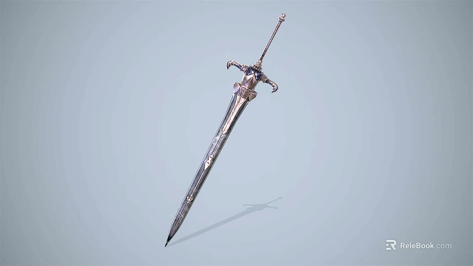 Ornate Metal Sword With Decorative Hilt Detailed Blade On Light Background 3d model 