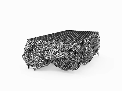 Modern Black Coffee Table With Intricate Mesh Design And Irregular Edges 3d model