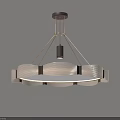 Light Colored Modern Wooden Chandelier With Circular Design And Metal Frame