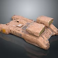 Sand Colored Armored Vehicle Featuring Multiple Modules And Textured Surface 3d model