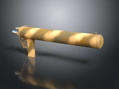 Cylindrical Military Weapon With Stripe Pattern And Metal Support Structure 3d model