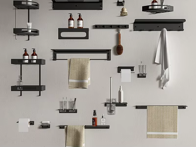 Modern Bathroom Small Towel Rack Storage Rack Clothes Hook Bath Supplies 3d model