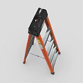Durable Orange Ladder With Silver Steps Black Top And Non Slip Pads