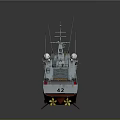 Patrol Boat P42 Gray Hull Red Bottom With Deck Equipment And Antennas
